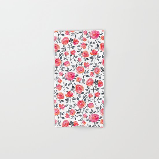 Roses on White - a watercolor floral pattern Hand & Bath Towel