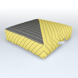 Elegant Pinstripes and Triangles Gray Grey Yellow Outdoor Floor Cushion