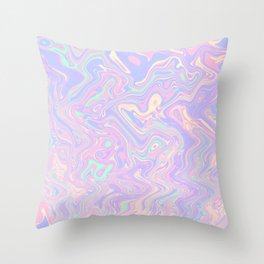 Holographic Colored Liquid Swirl Throw Pillow