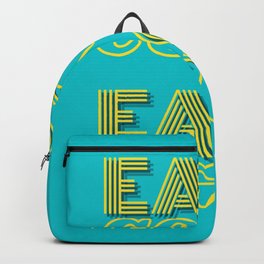 Easy Come Easy Go Quote Typography in Yellow and Blue Backpack | Positive, Minimalism, Blue, Type, Digital, Pattern, Glitch, Positivity, Bold, Quotes 