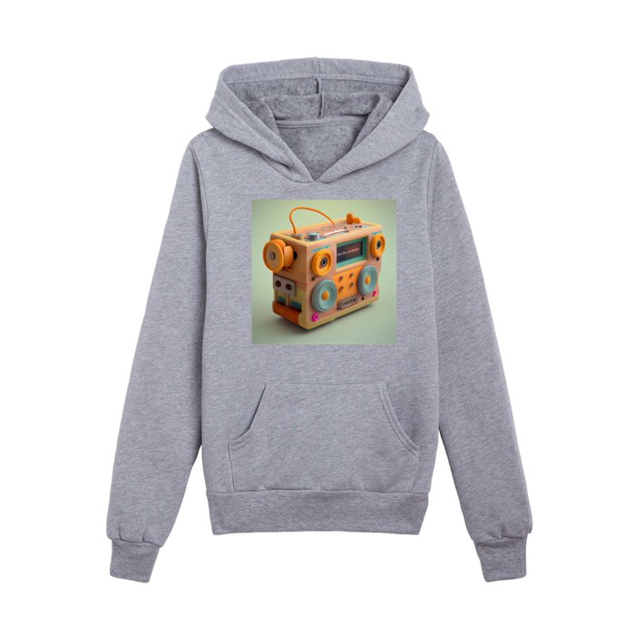 Wooden Radio - AI-generated wooden toy Kids Pullover Hoodie