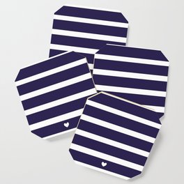 Preppy Navy Blue Stripes Coaster