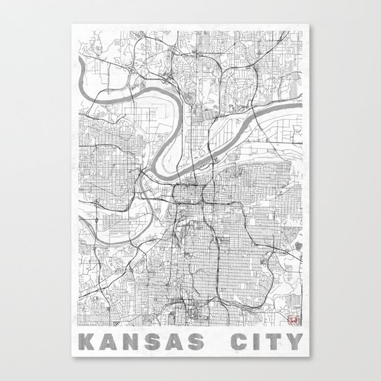 Kansas City Map Line Canvas Print