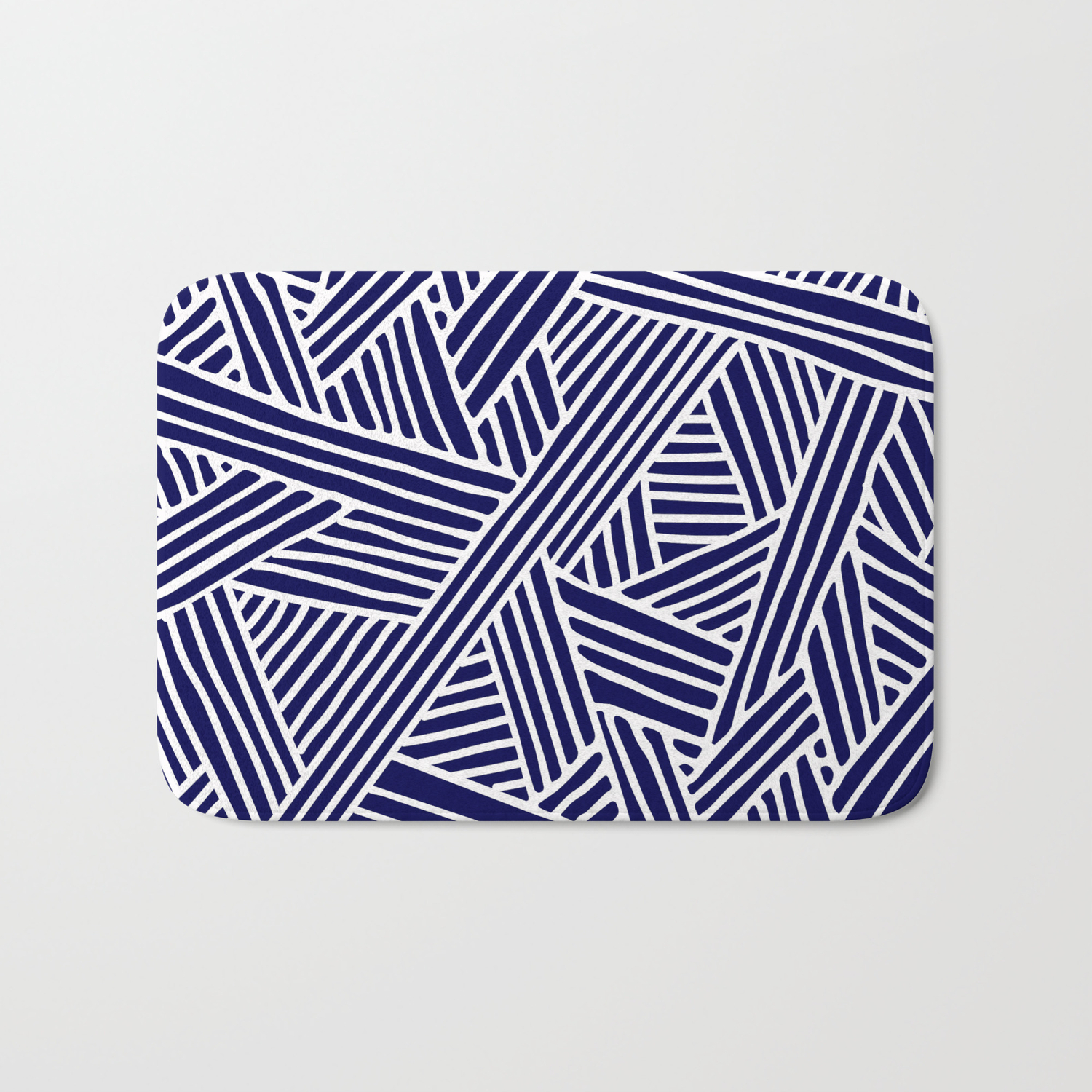 Abstract Navy Blue White Lines And Triangles Pattern Mix And
