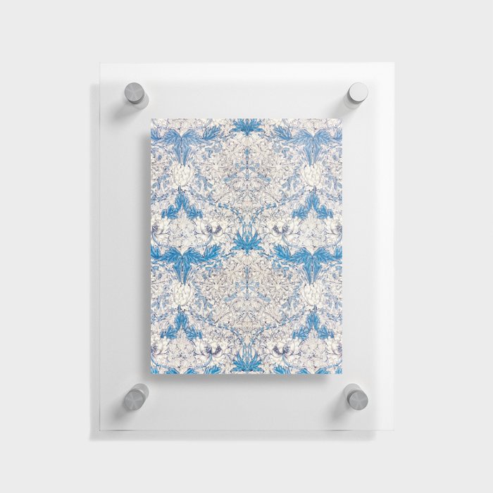 William Morris blue honeysuckle tropical floral textile 19th century pattern print for duvet, pillow, curtain, shower curtain, bathroom, prints and home and wall decor Floating Acrylic Print