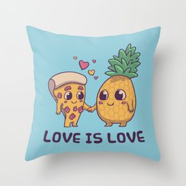 Love is Love Pineapple Pizza // Pride, LGBTQ, Gay, Trans, Bisexual, Asexual Throw Pillow