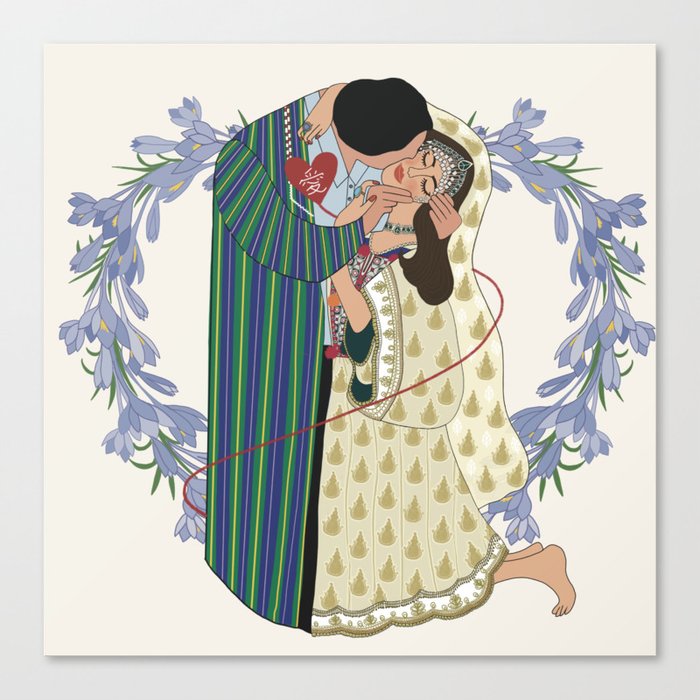 Afghanistan the kiss -collaboration   Canvas Print
