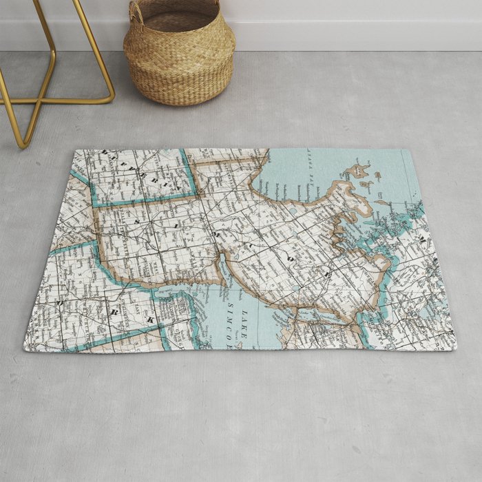 Map of Simcoe County, Ontario, Canada Rug by ginneko Society6