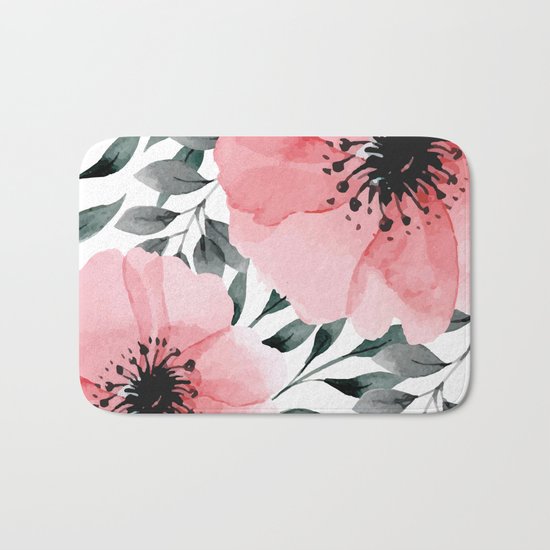 Big Watercolor Flowers Bath Mat