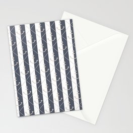 Sand Beige Anchor Pattern on White and Dark Gray Stationery Card