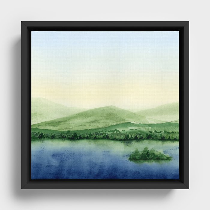 PNW Landscape Watercolor Framed Canvas