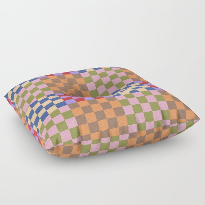 Retro pastel checker board square pattern Floor Pillow