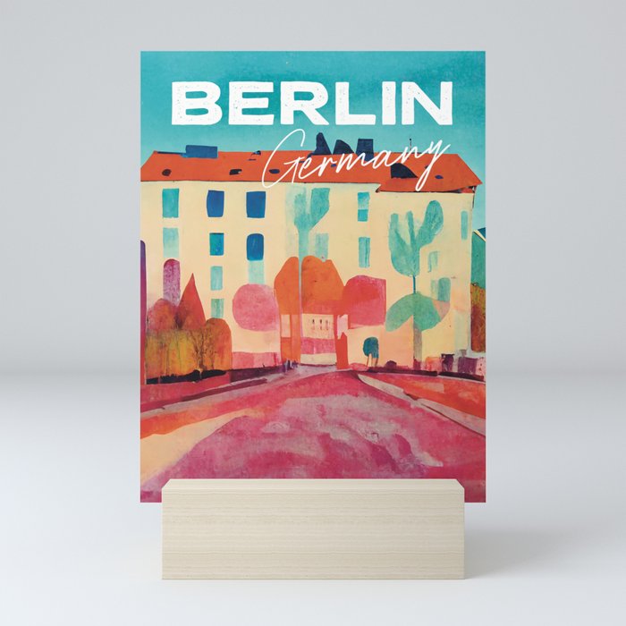 Rainy Day in Berlin Street Travel Poster Retro Mini Art Print