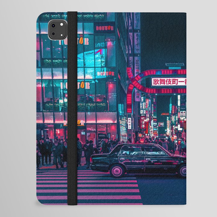 Cyberpunk Tokyo Street iPad Folio Case