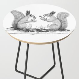 Squirrels drinking tea and chatting Side Table