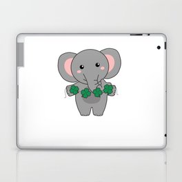 Elephant With Shamrocks Cute Animals For Luck Laptop Skin