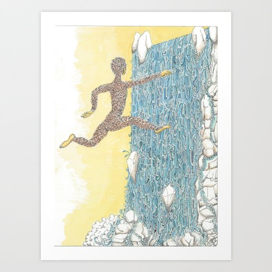 Jumping Through the Water Curtain" Art Print