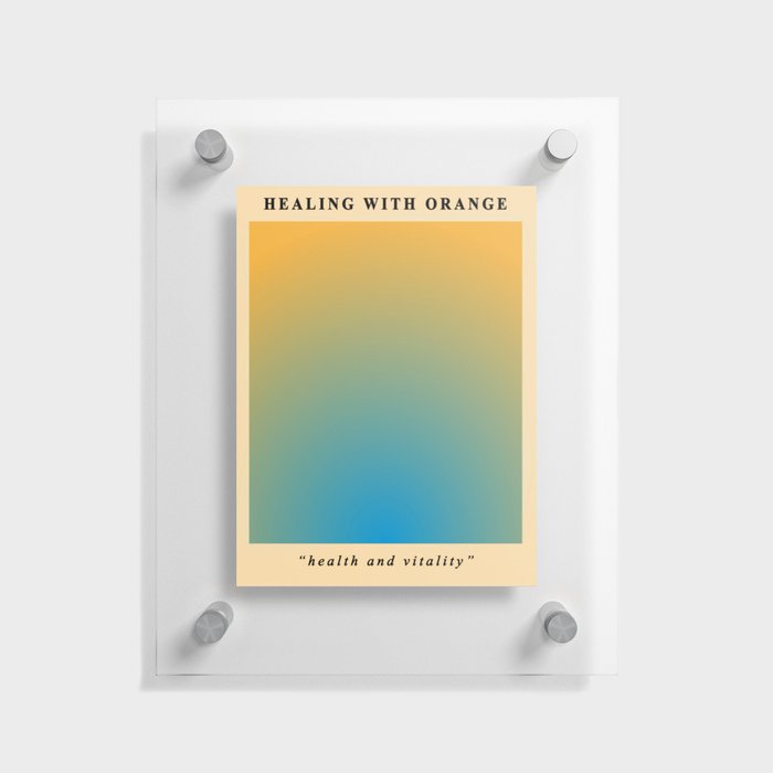 Healing Blue and Orange  Aura Gradient Ombre Sombre Abstract  Floating Acrylic Print