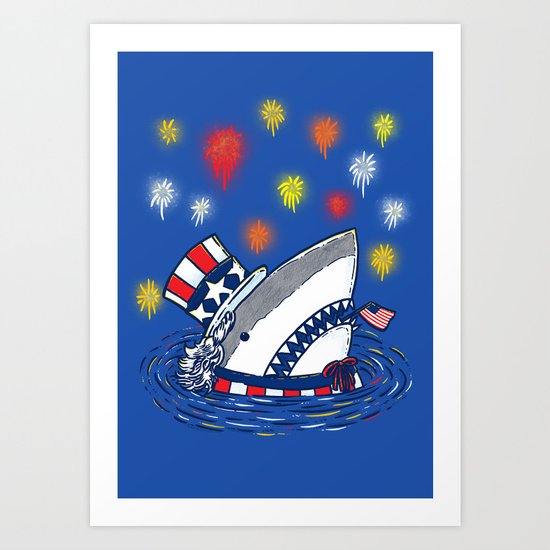 The Patriotic Shark Art Print