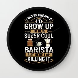Barista Coffee Machine Coffeemaker Espresso Milk Wall Clock