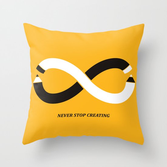 Never stop creating (the infinity pencil) Throw Pillow
