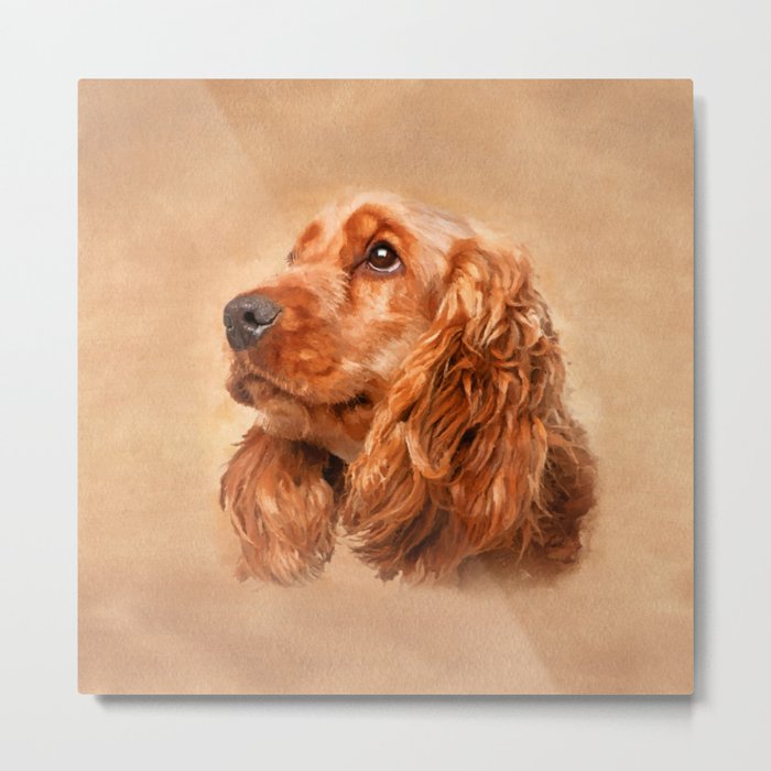 English Cocker Spaniel Dog Digital Art Metal Print