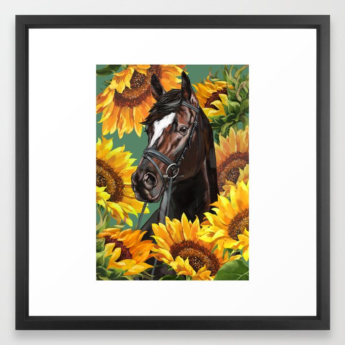 Download Horse with Sunflowers Framed Art Print by bignosework ...