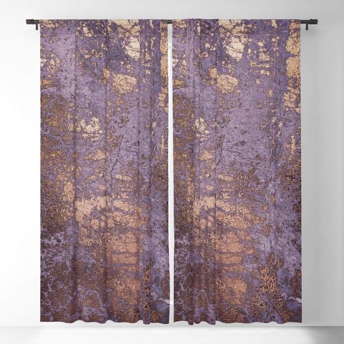Purple and Copper Glamour Ink  Marble Texture Blackout Curtain