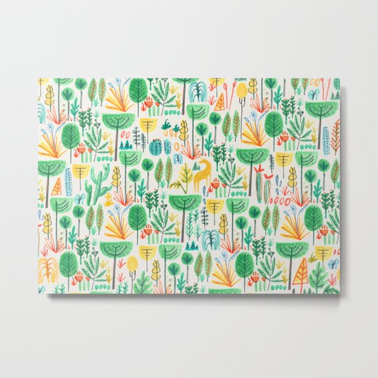 Jungle life with golden unicorn Metal Print