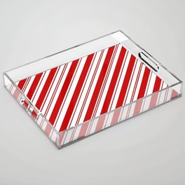 winter holiday xmas red white striped peppermint candy cane Acrylic Tray