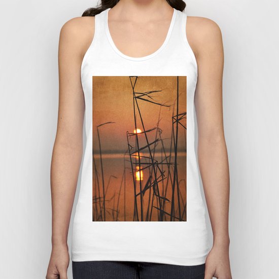 vintage sunset landscape Unisex Tank Top