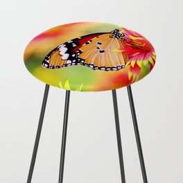 Gaillardia Flowers with Butterfly Counter Stool
