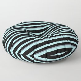 [ Thumbnail: Turquoise, Black, and Slate Gray Colored Stripes Pattern Floor Pillow ]