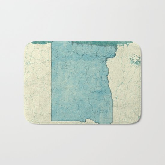 Oregon State Map Blue Vintage Bath Mat