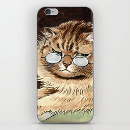 Cat at work with glasses by Louis Wain iPhone Skin
