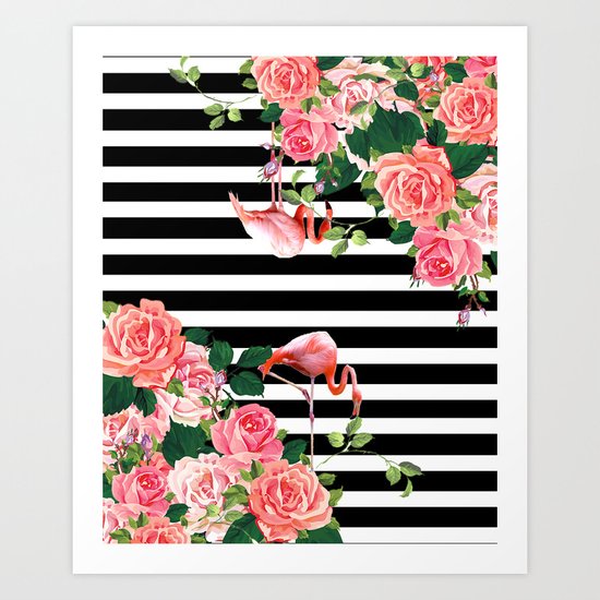 tropical flamingo Art Print