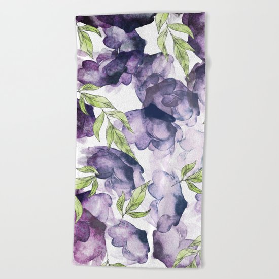 Watercolor + Ink Florals #society6 #decor #buyart Beach Towel