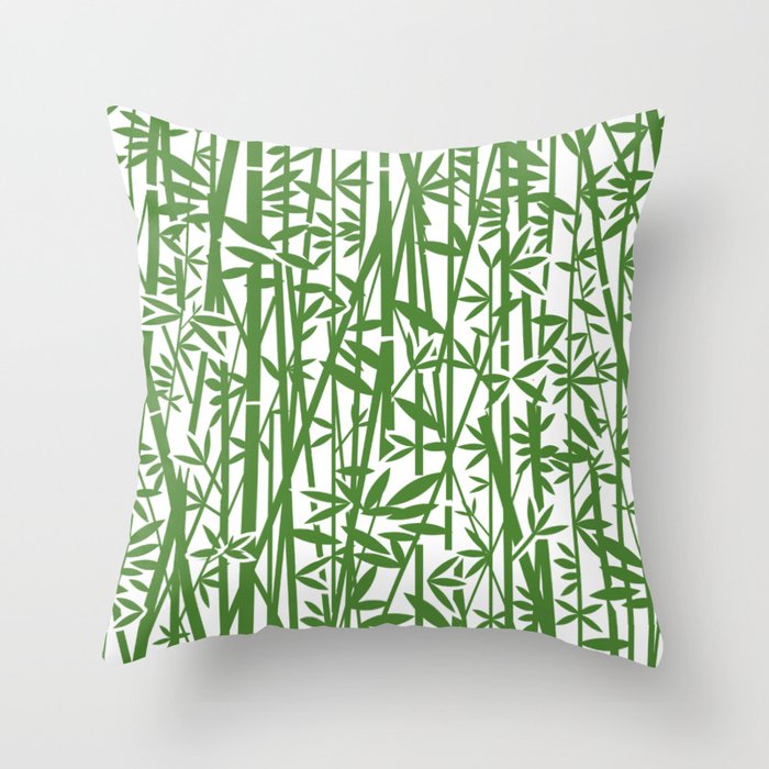 Japanese Tree Seamless Green Bamboo Pattern Throw Pillow