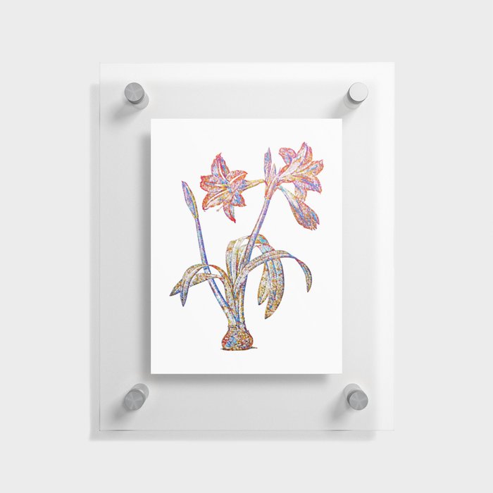 Floral Brazilian Amaryllis Mosaic on White Floating Acrylic Print