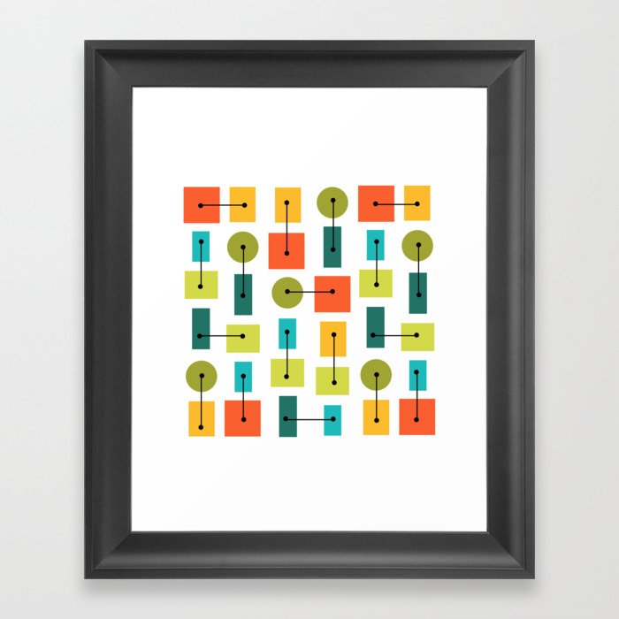 Atomic Age Simple Shapes Multicolored Framed Art Print