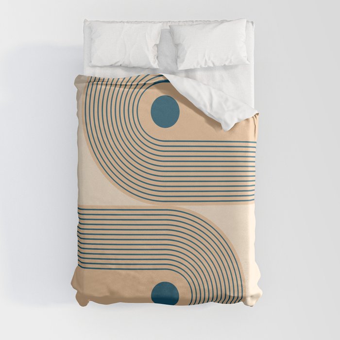 Abstraction_NEW_YIN_YANG_BALANCE_BEIGE_LINE_POP_ART_0211C Duvet Cover