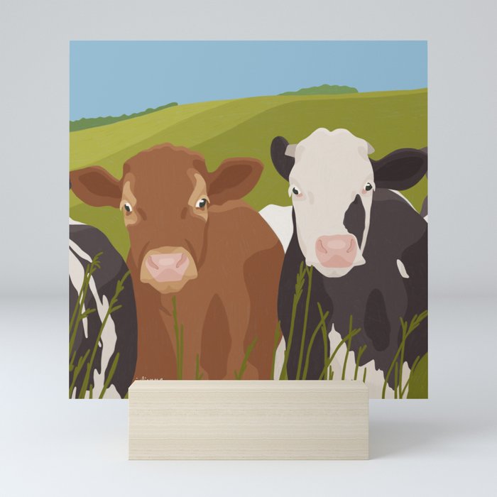 Cows in Field Mini Art Print