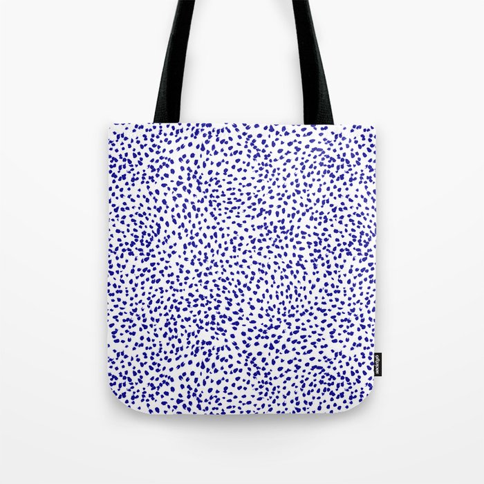 Vonnie - abstract minimal indigo blue dalmatian dots brushstrokes animal print monochromatic print Tote Bag