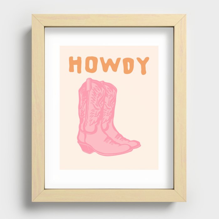 Howdy Cowboy Boots Recessed Framed Print