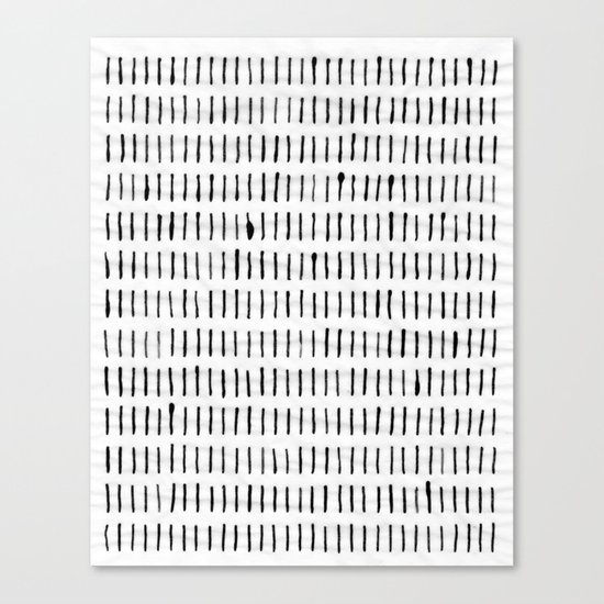 Black Ink Woodstock Pattern on White Canvas Print