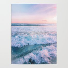 Blue Aesthetic Ocean Waves Poster