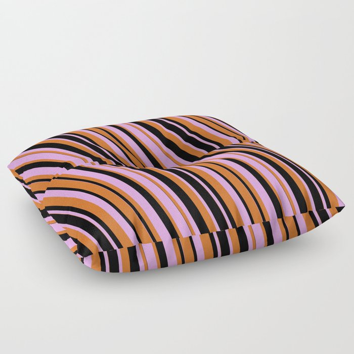 Plum, Chocolate, and Black Colored Lines/Stripes Pattern Floor Pillow