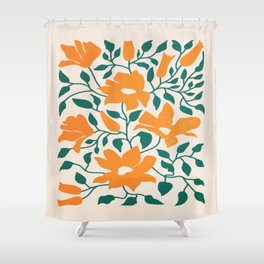Tangerine & Pine: Matisse Flowers & Leaves Shower Curtain