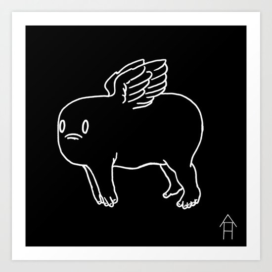 Cherub in Black Art Print