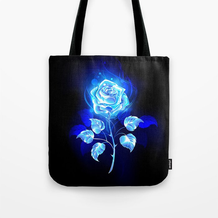 Burning Blue Rose Tote Bag